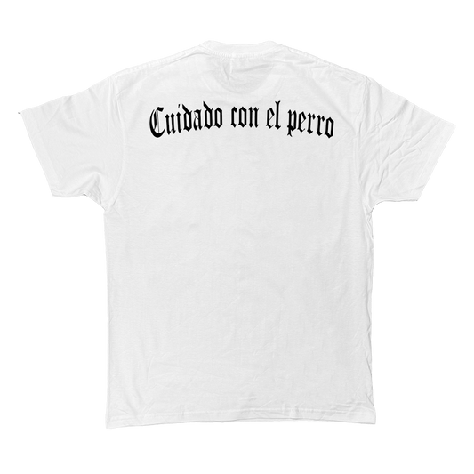 CAMISETA CUIDADO CON EL PERRO BLANCA