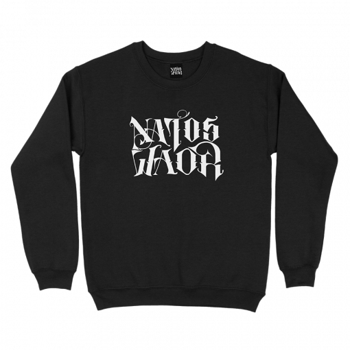 SUDADERA NATOS Y WAOR SIN CAPUCHA BLANCO/NEGRA