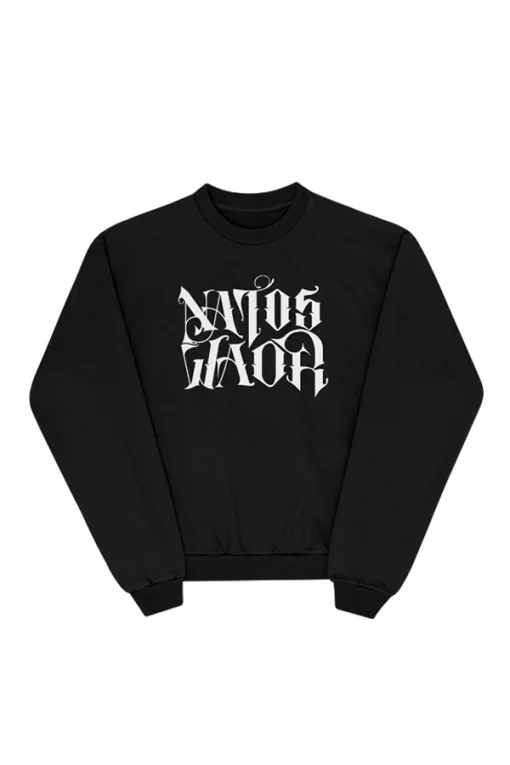 SUDADERA NATOS Y WAOR SIN CAPUCHA BLANCO/NEGRA